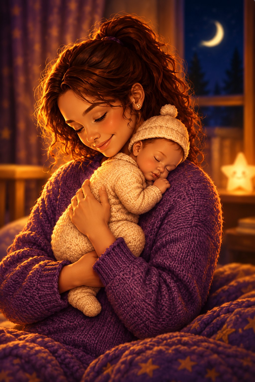 Mother holding her sleeping baby